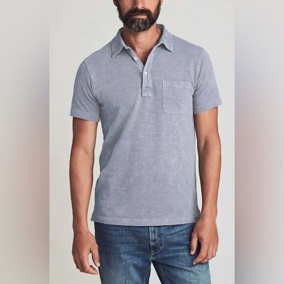 FAHERTY Sunwashed Polo Shirt in Storm Blue - Size Small - NWT $98